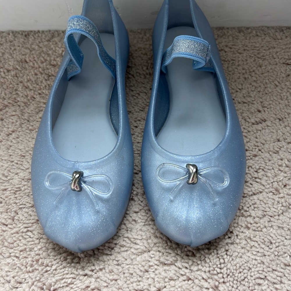Mini Melissa Blue Dress Shoes with Bow Detail
